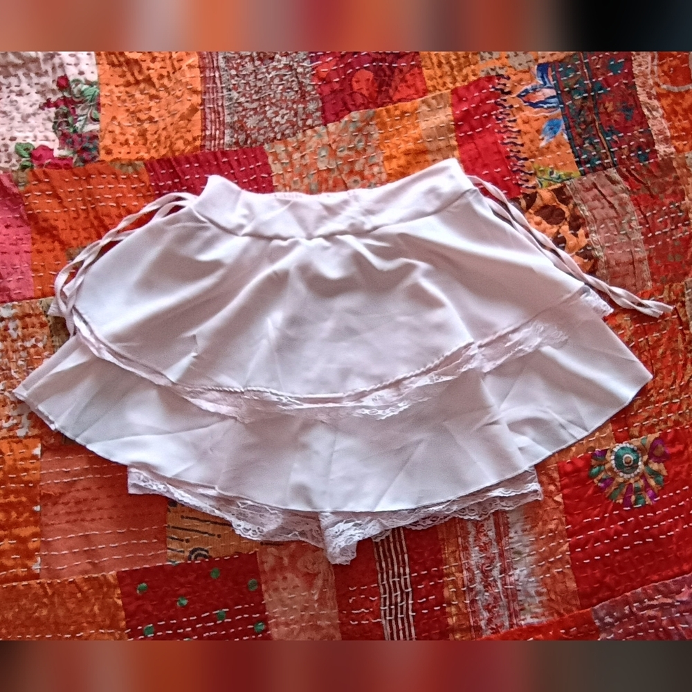 Baby Pink Layered Skirt with Lace Trim